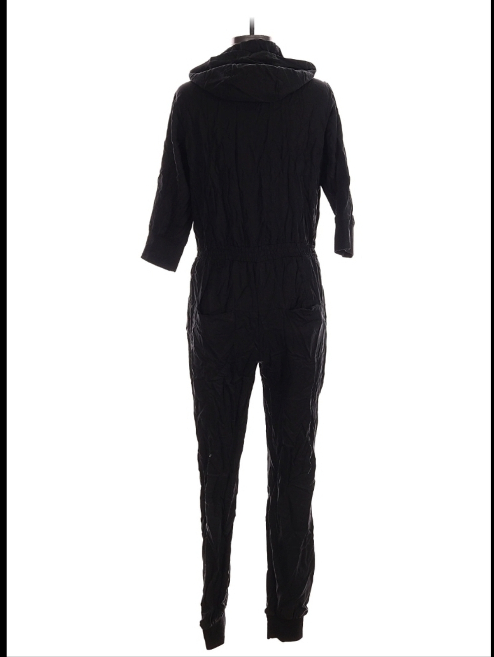 BETABRAND Women’s Black Hooded Zip-Front Jumpsuit - Medium - Picture 2 of 4